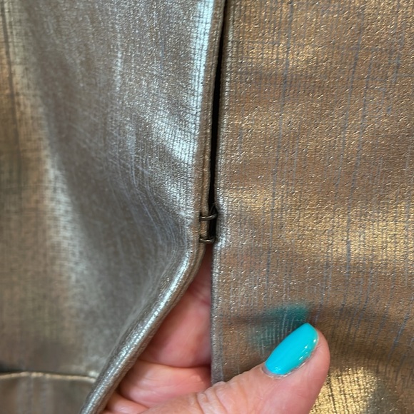 Chico’s Size 2 (12/14) Gold Leather 3/4 Sleeve Jacket. Fully Lined. - Picture 5 of 11